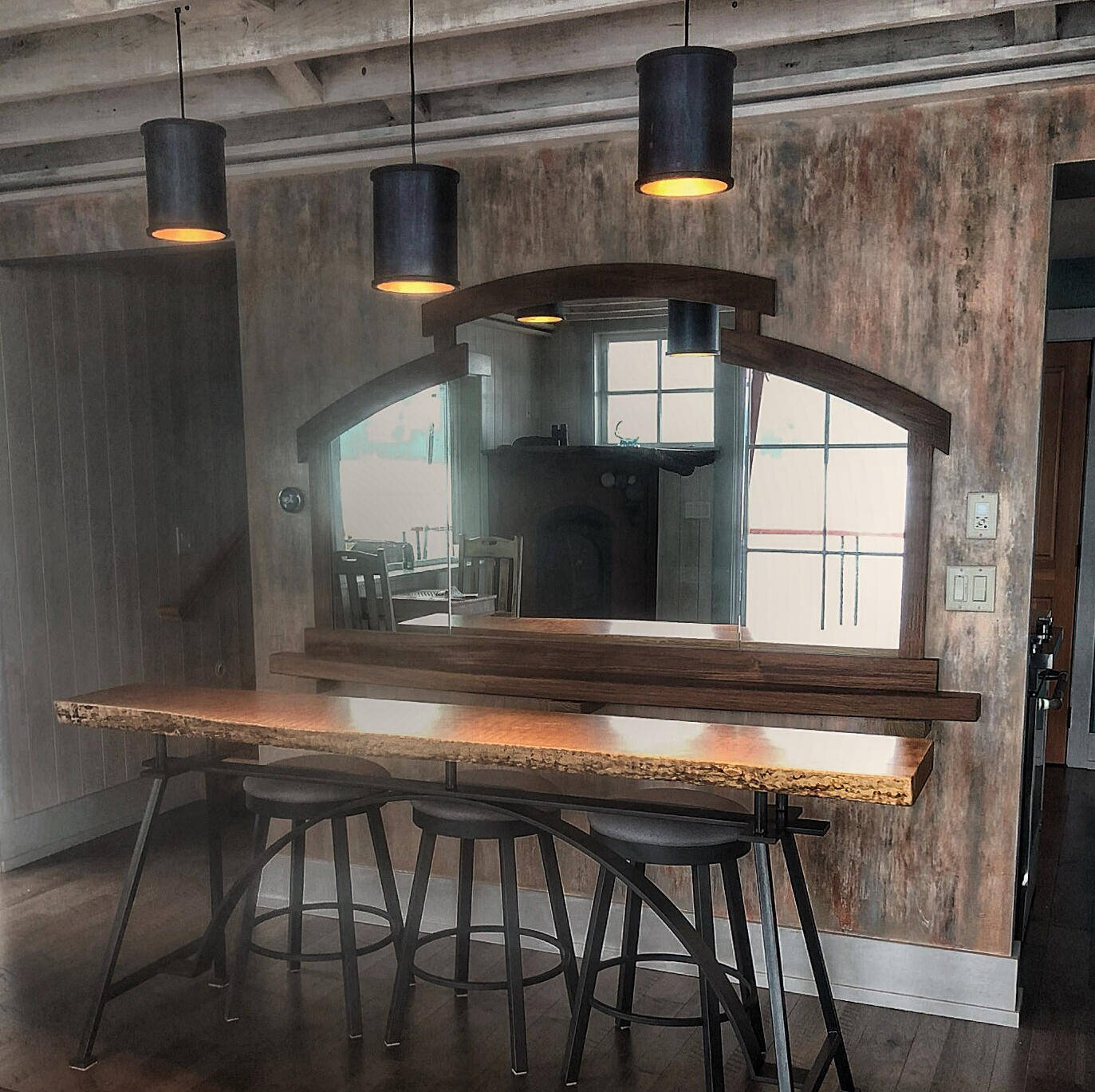 Live Edge Top with Teak Mirror